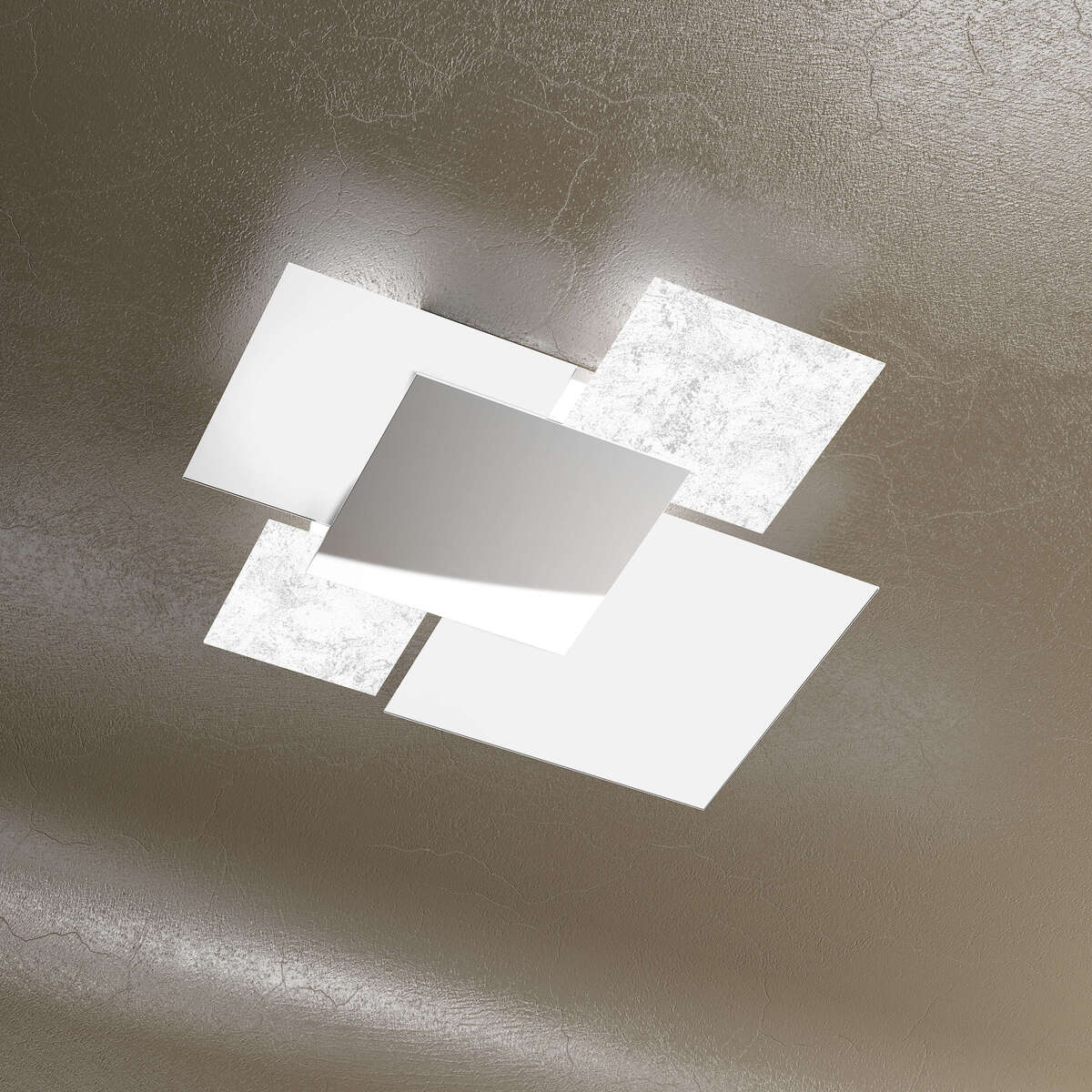SHADOW/70 APPLIQUE/PLAFONIERA 4 LUCI FOGLIA ARGENTO