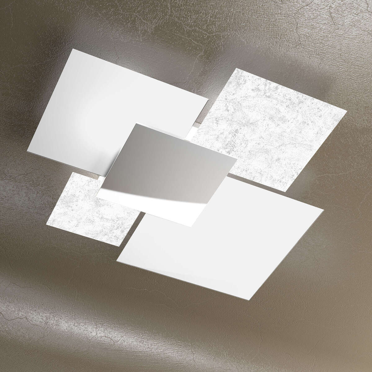 1088/90-FA SHADOW/90 APPLIQUE/PLAFONIERA 4 LUCI FOGLIA ARGENTO