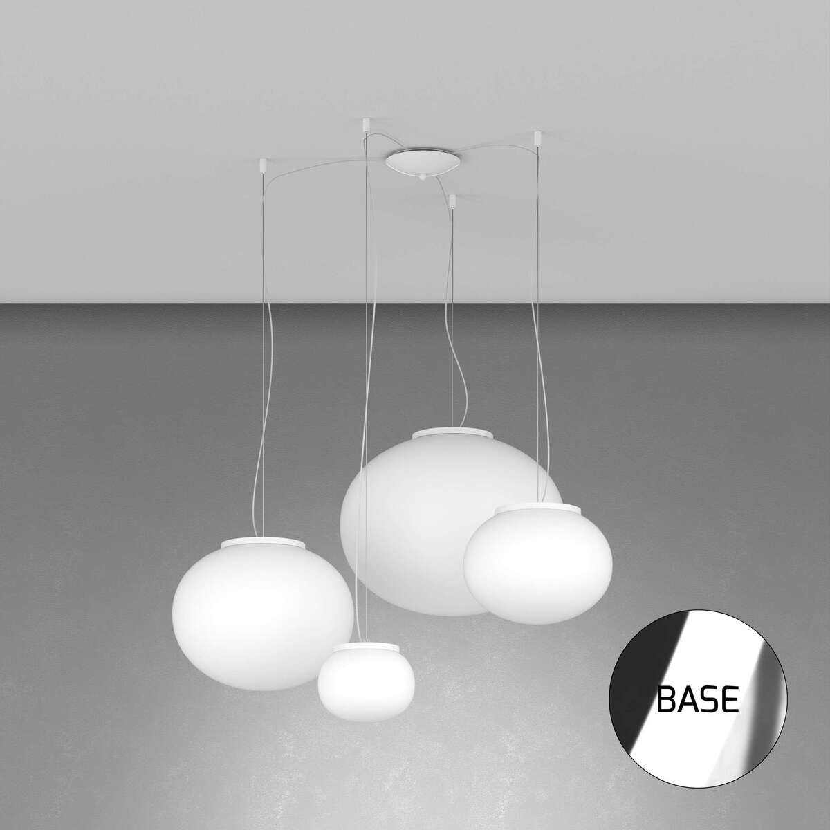 1092CR/S4-MIX SOFT SOSPENSIONE CROMO D.18+28+35+45 4 LUCI