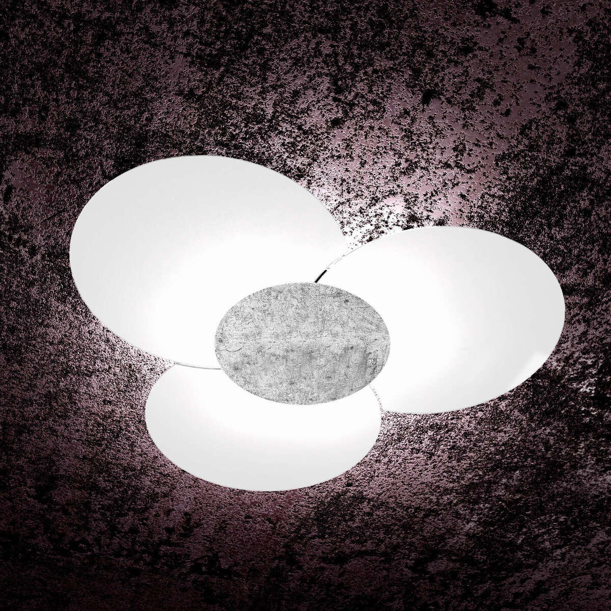 CLOVER APPLIQUE/PLAFONIERA D.100 CM 6 LUCI FOGLIA ARGENTO