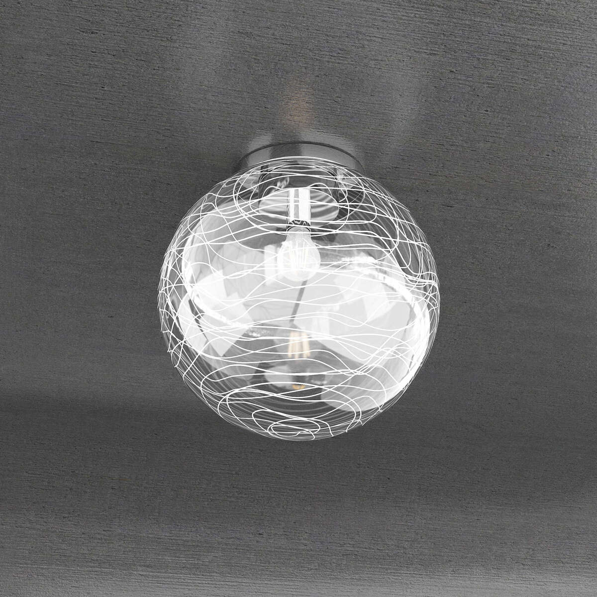 MOON PLAFONIERA D.30 CM. 1 LUCE VETRO BIANCO
