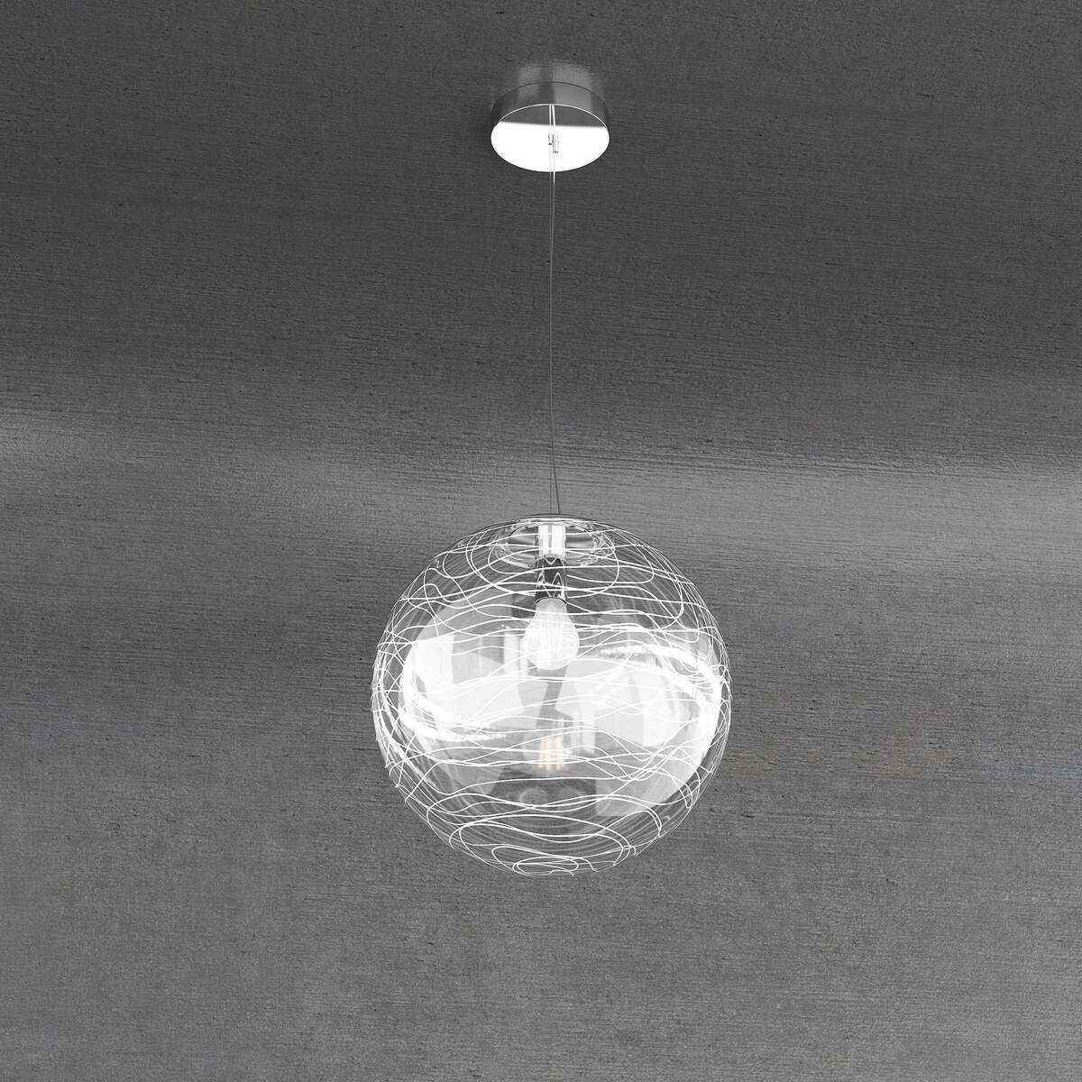 1117/S30-BI MOON SOSPENSIONE 1 LUCE D.30 CM. VETRO BIANCO