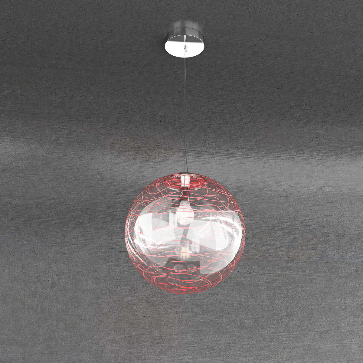 1117/S30-RO MOON SOSPENSIONE 1 LUCE D.30 CM. VETRO ROSSO