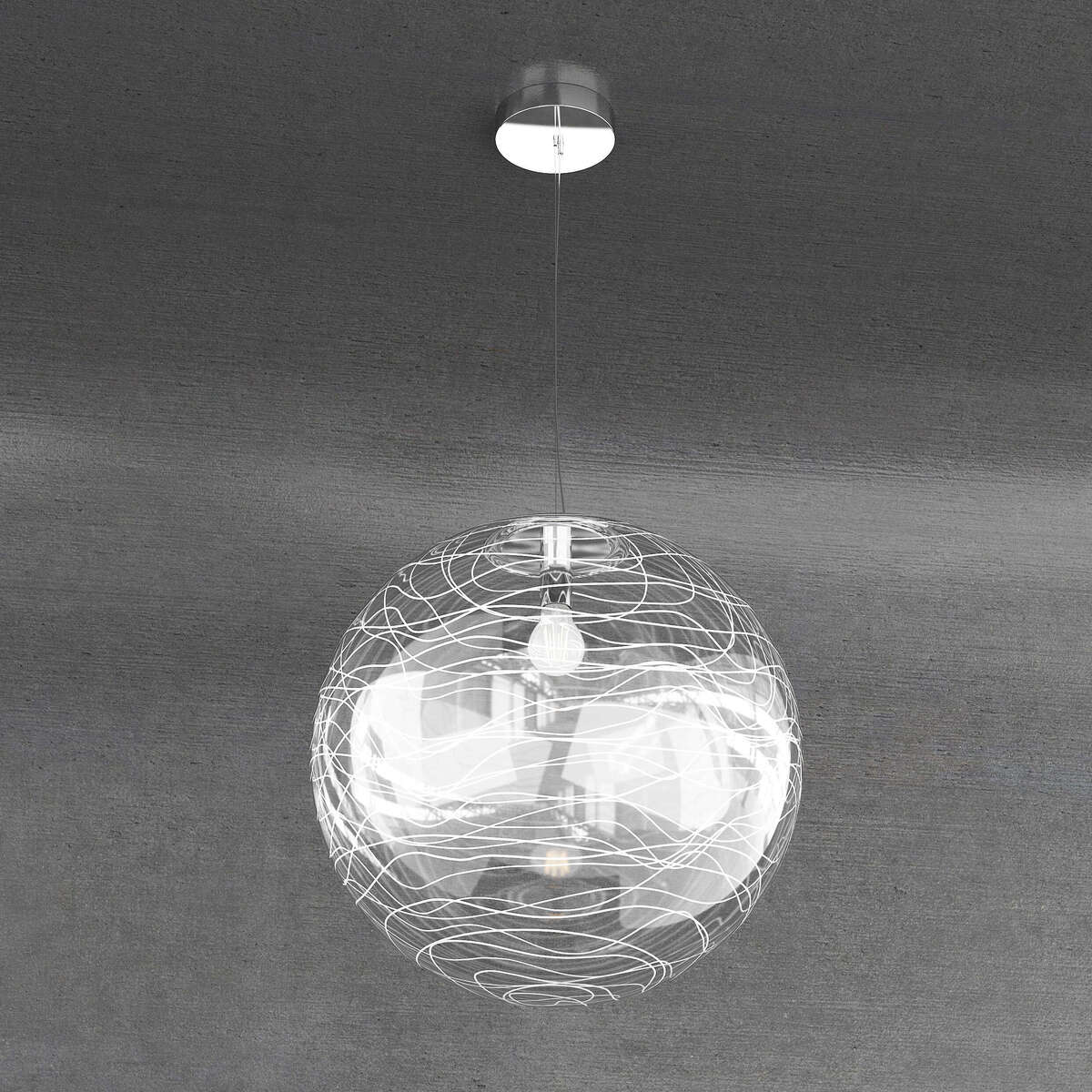 1117/S40-BI MOON SOSPENSIONE 1 LUCE D.40 CM. VETRO BIANCO