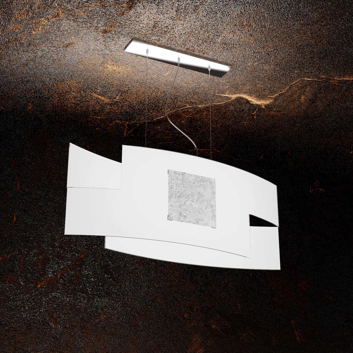 1121/S75-FA TETRIS COLOR SOSPENSIONE 75CM. 1 LUCE FOGLIA ARGENTO
