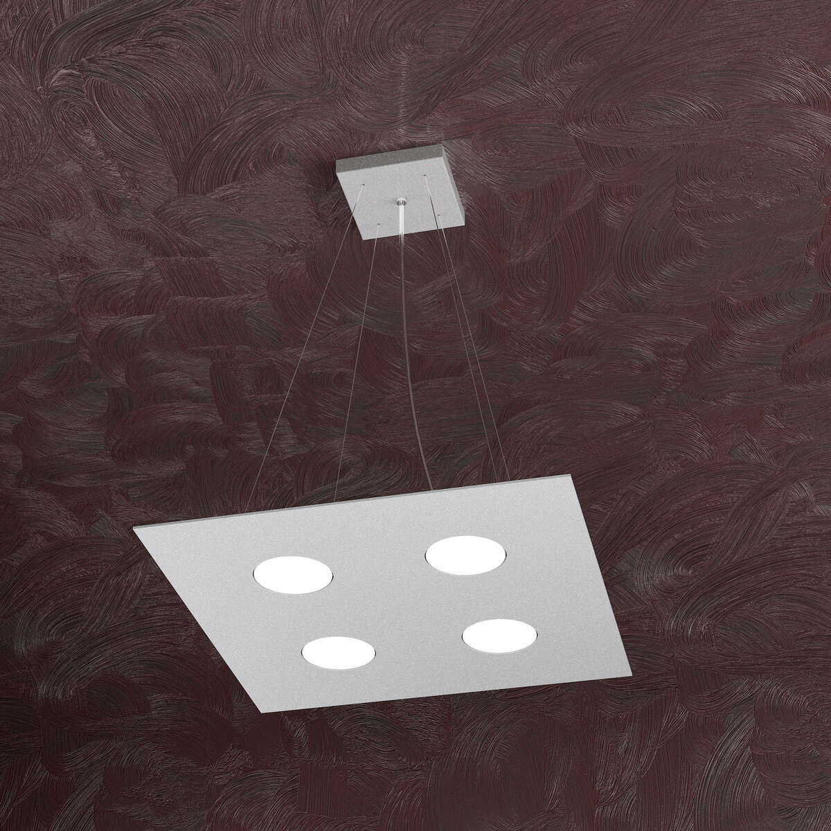 1127/S4-GR AREA SOSPENSIONE 4 LUCI QUADRA GRIGIO