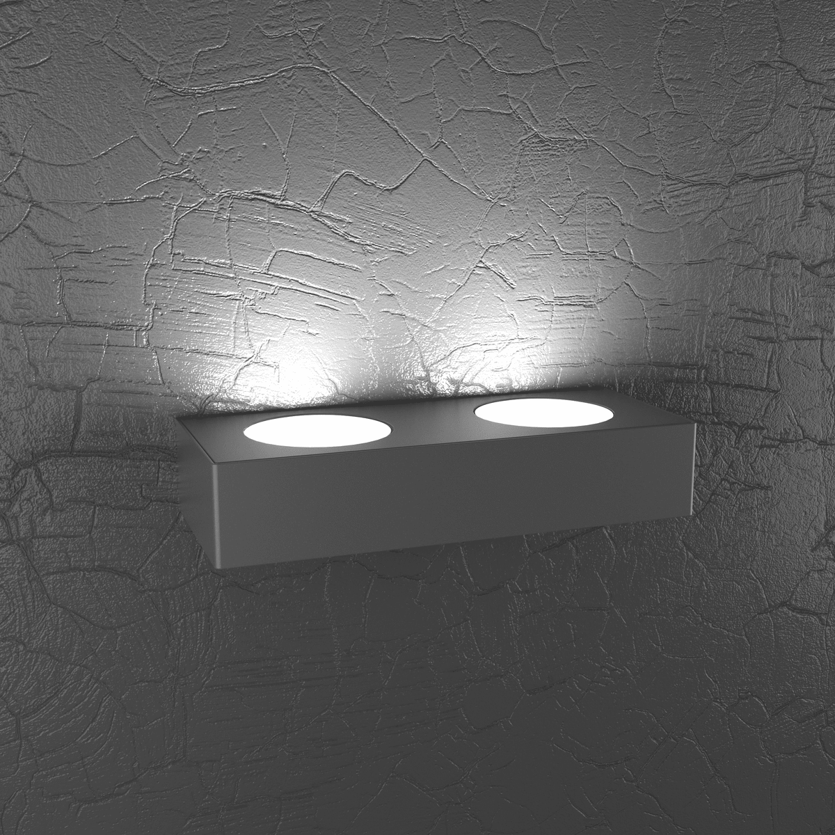 PLATE APPLIQUE 2 LUCI MONOEMISSIONE GRIGIO ANTRACITE