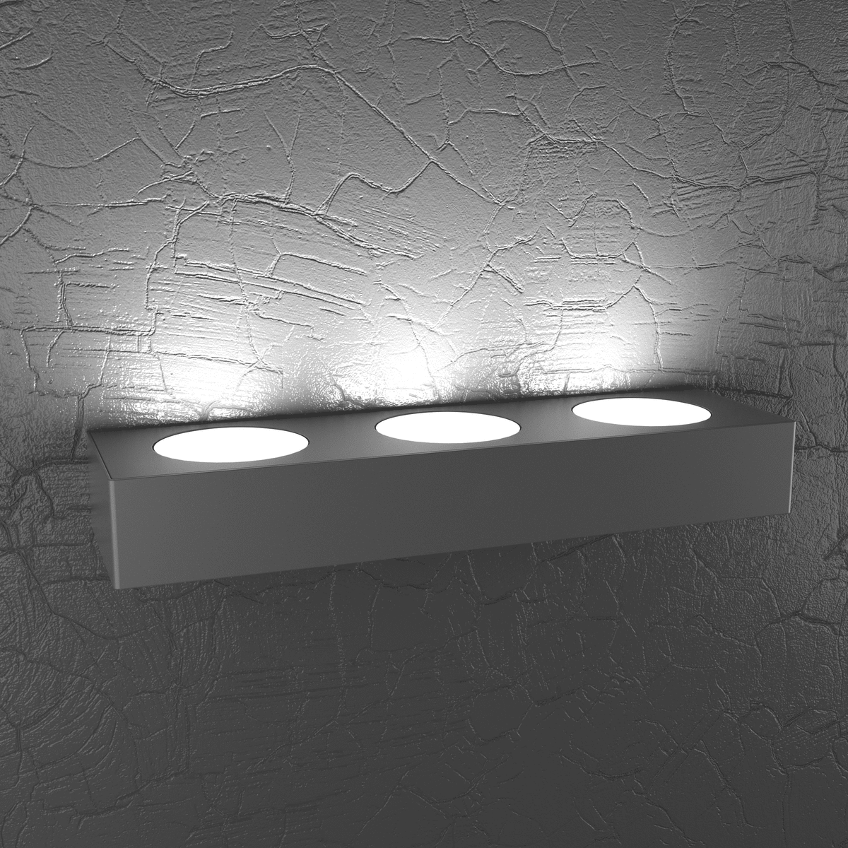 PLATE APPLIQUE 3 LUCI MONOEMISSIONE GRIGIO ANTRACITE