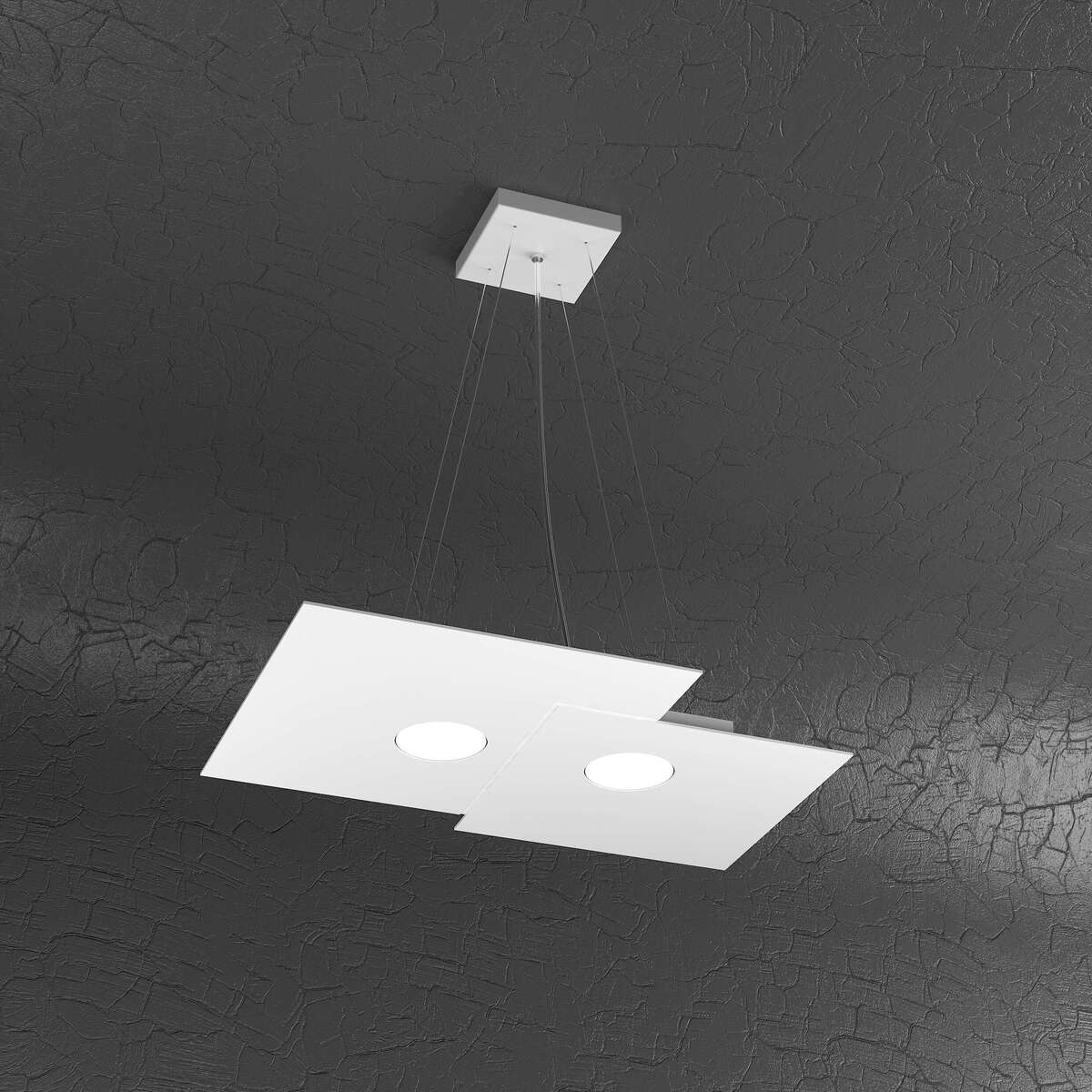 1129/S2 R-BI PLATE SOSPENSIONE 2 LUCI BIANCO