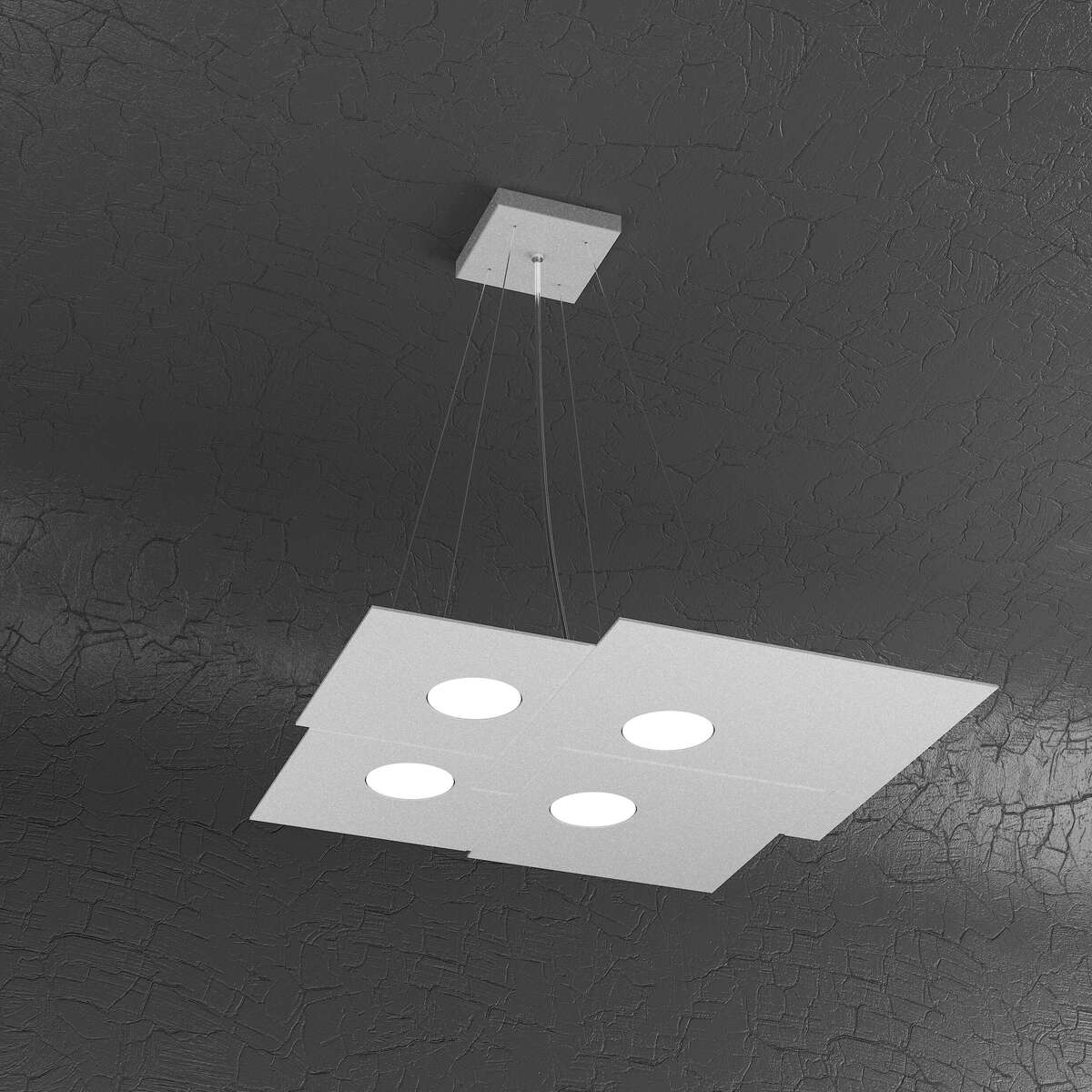 1129/S4-GR PLATE SOSPENSIONE 4 LUCI QUADRA GRIGIO