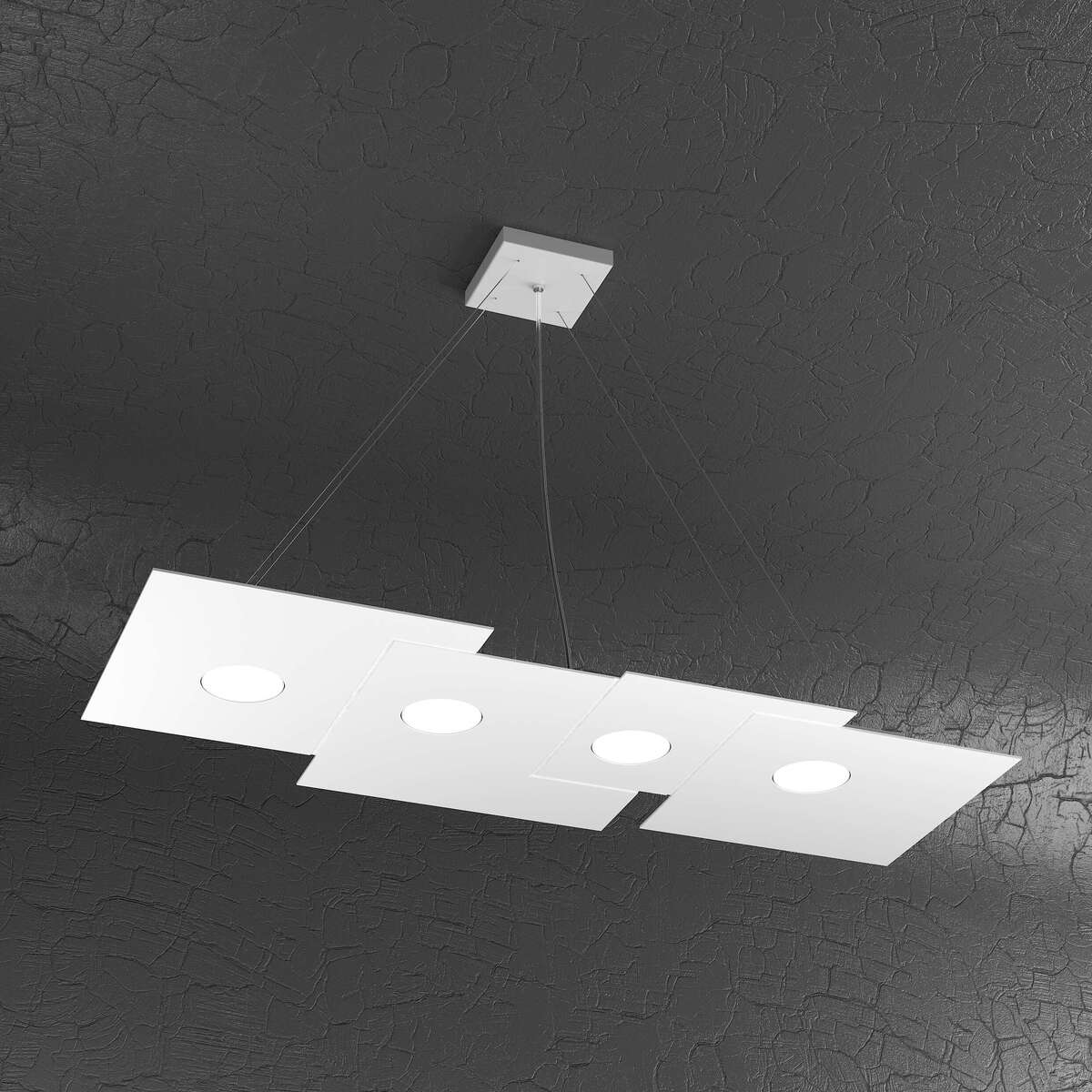 1129/S4 R-BI PLATE SOSPENSIONE 4 LUCI RETTANGOLARE BIANCO