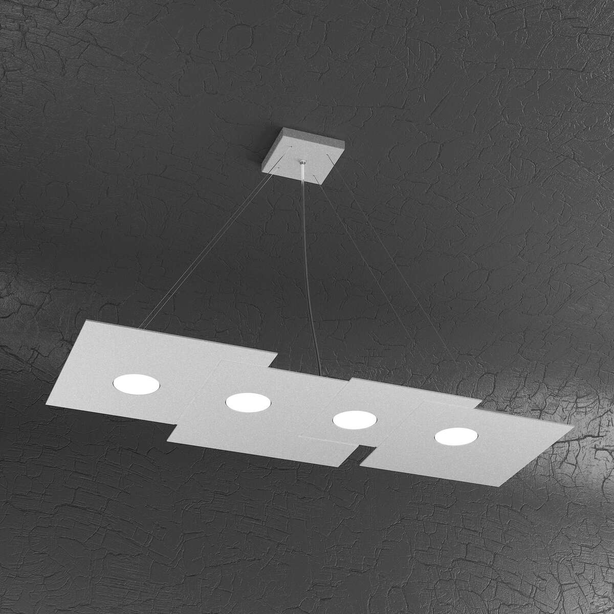 1129/S4 R-GR PLATE SOSPENSIONE 4 LUCI RETTANGOLARE GRIGIO