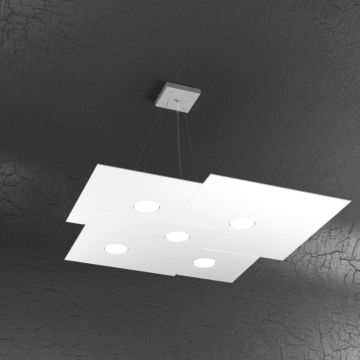 1129/S5-BI PLATE SOSPENSIONE 5 LUCI BIANCO