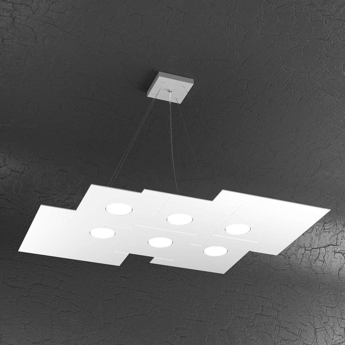 1129/S6 R-BI PLATE SOSPENSIONE 6 LUCI BIANCO
