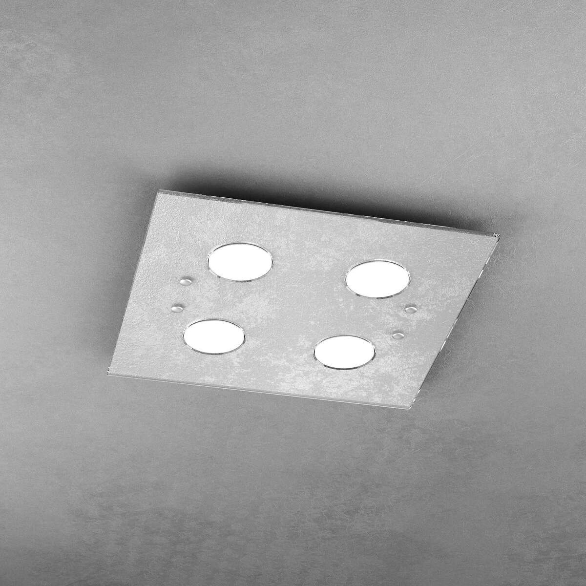 1141/PL4-FA PATH PLAFONIERA 4 LUCI QUADRA FOGLIA ARGENTO