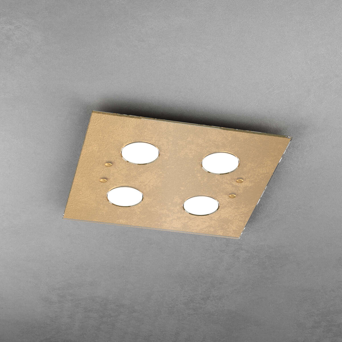 1141/PL4-FO PATH PLAFONIERA 4 LUCI QUADRA FOGLIA ORO