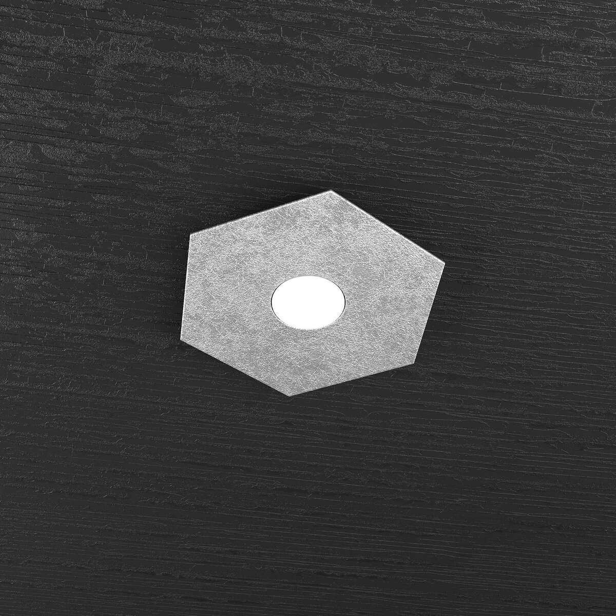 1142/1L-FA HEXAGON APPLIQUE/PLAFONIERA 1 LUCE FOGLIA ARGENTO