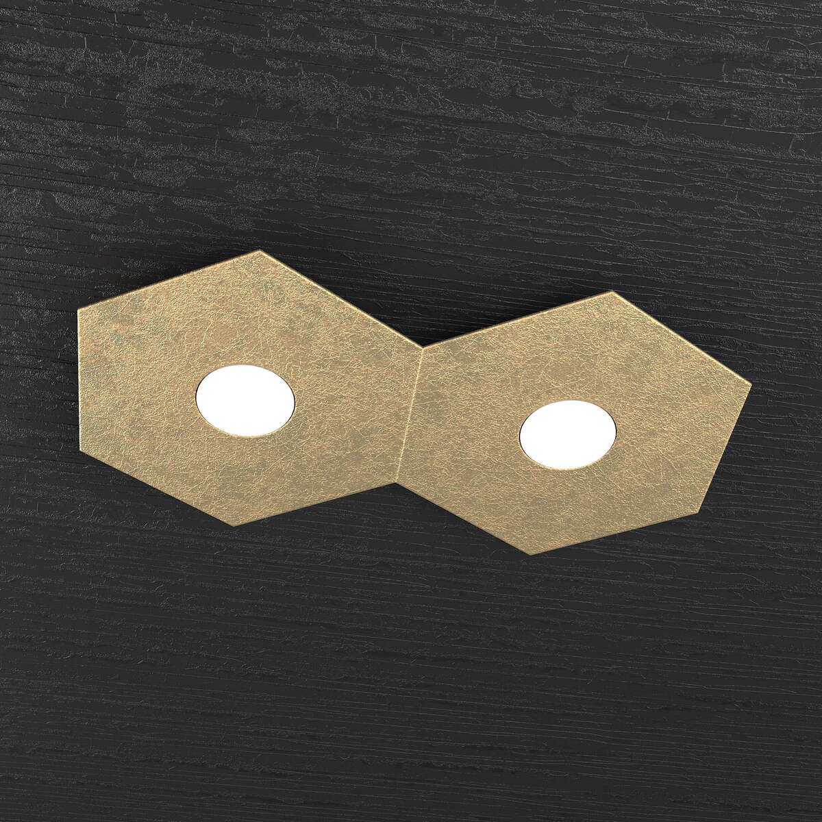 1142/2L-FO HEXAGON APPLIQUE/PLAFONIERA 2 LUCI FOGLIA ORO