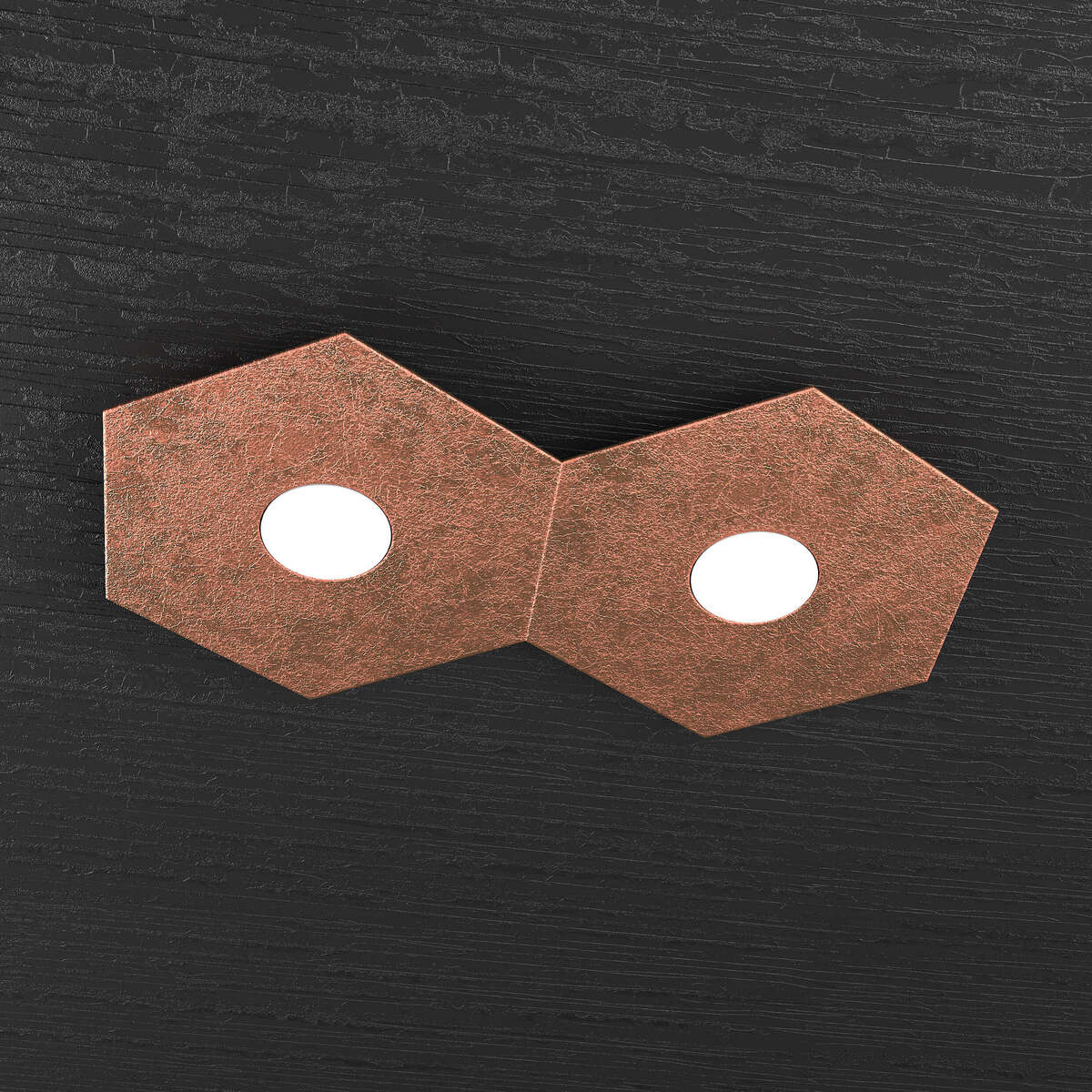 1142/2L-FR HEXAGON APPLIQUE/PLAFONIERA 2 LUCI FOGLIA RAME