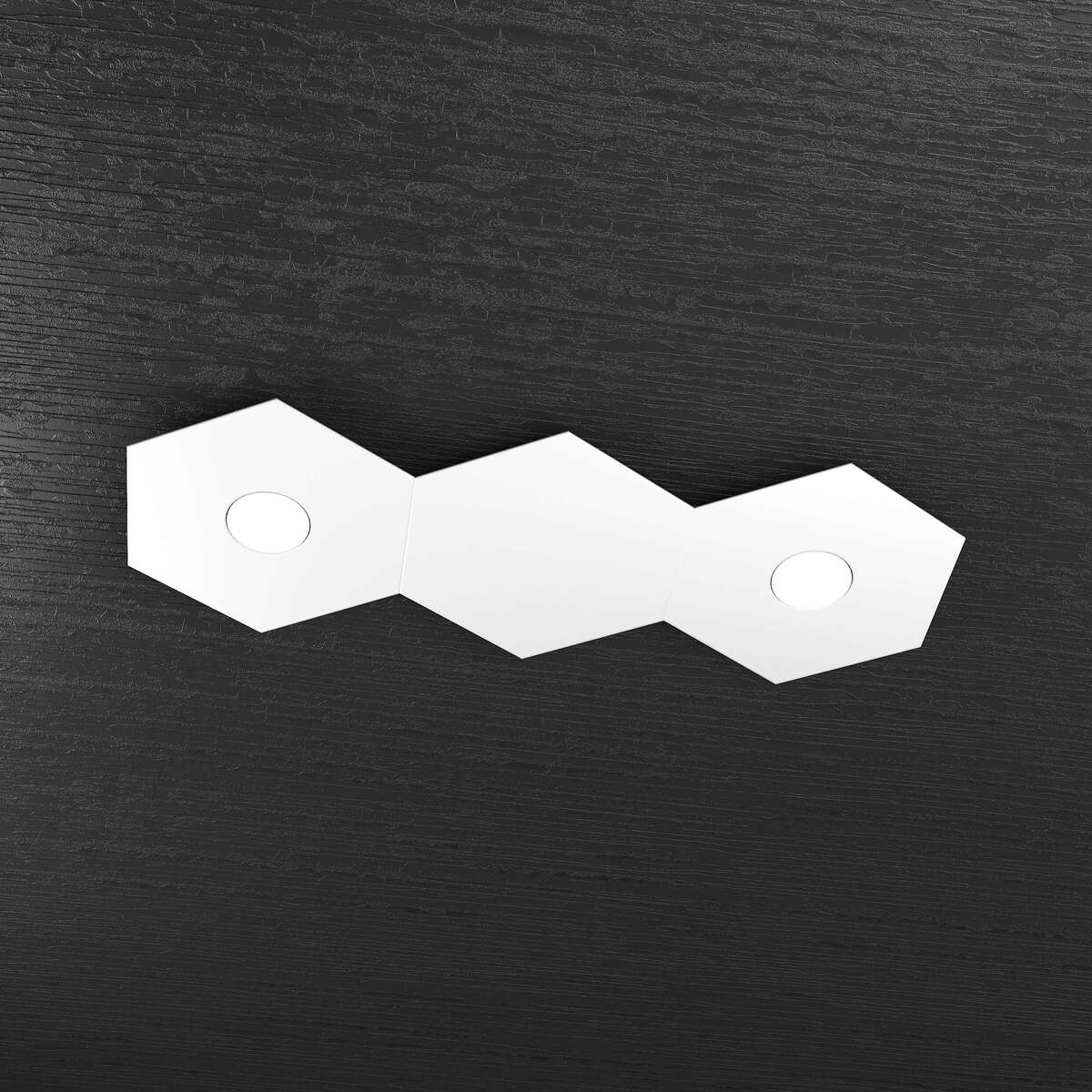 1142/2L1D-BI HEXAGON APPLIQUE/PLAFONIERA 2 LUCI + 1 DECORATIVO BIANCO