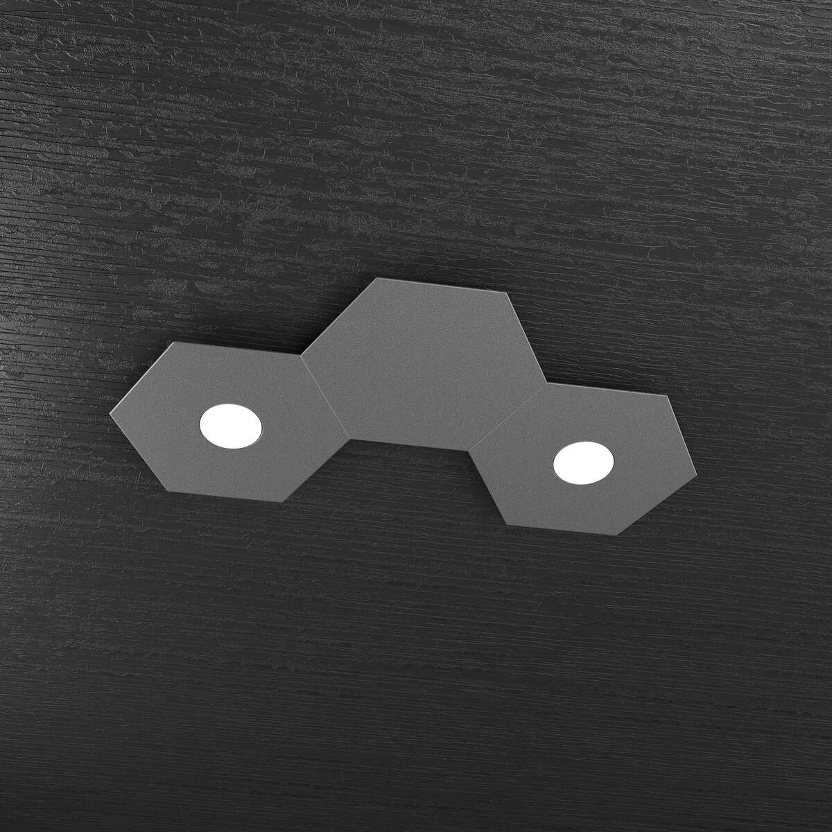 1142/2L1D-GA HEXAGON APPLIQUE/PLAFONIERA 2 LUCI + 1 DECORATIVO GRIGIO ANTRACITE
