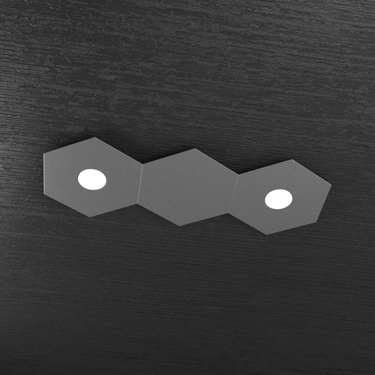 1142/2L1D-GA HEXAGON APPLIQUE/PLAFONIERA 2 LUCI + 1 DECORATIVO GRIGIO ANTRACITE