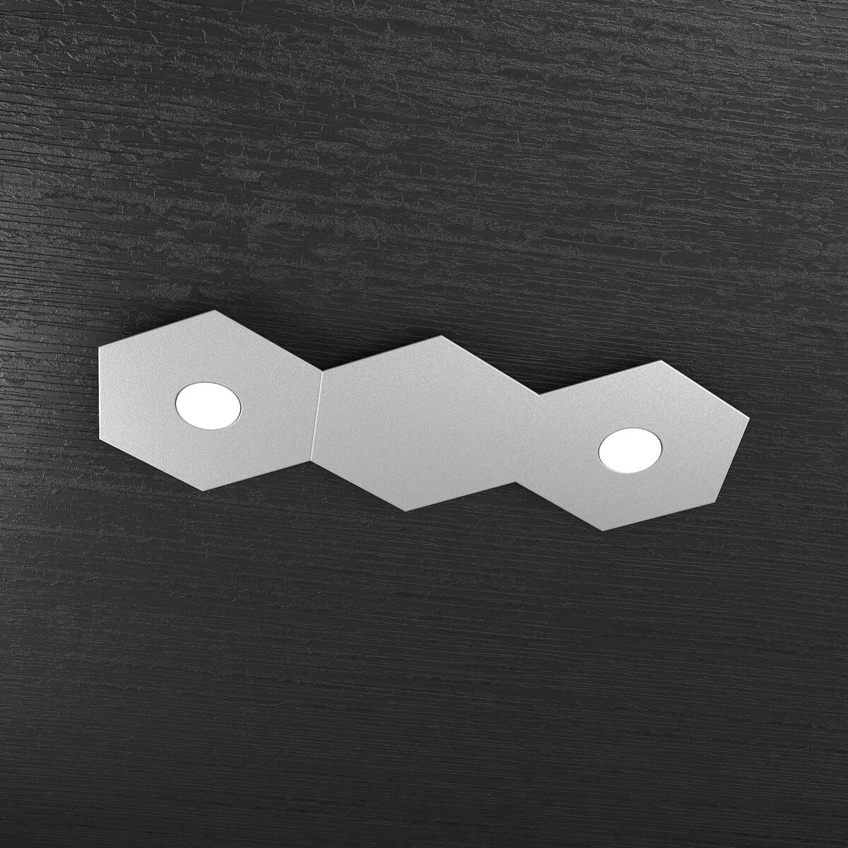 1142/2L1D-GR HEXAGON APPLIQUE/PLAFONIERA 2 LUCI + 1 DECORATIVO GRIGIO