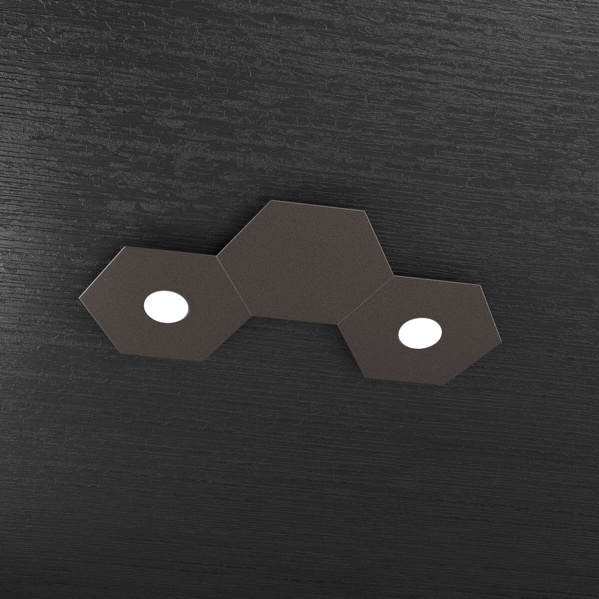 1142/2L1D-MA HEXAGON APPLIQUE/PLAFONIERA 2 LUCI + 1 DECORATIVO MARRONE
