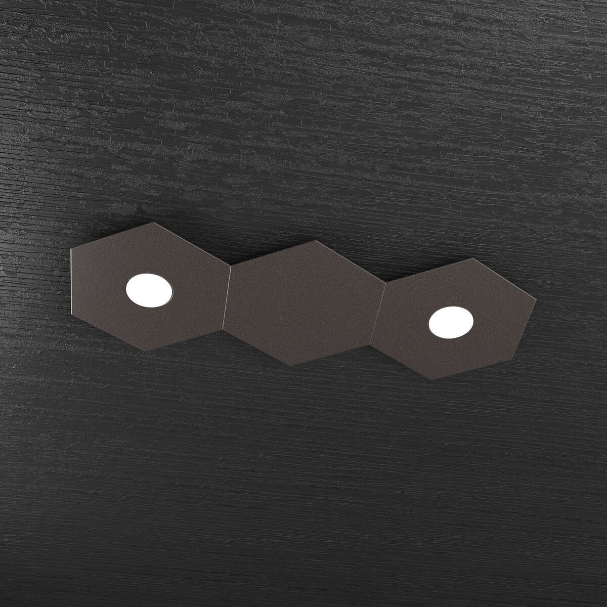 1142/2L1D-MA HEXAGON APPLIQUE/PLAFONIERA 2 LUCI + 1 DECORATIVO MARRONE