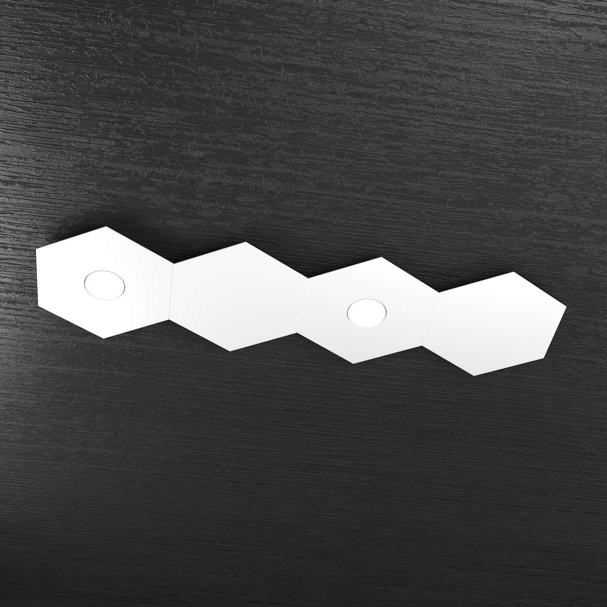 1142/2L2D-BI HEXAGON APPLIQUE/PLAFONIERA 2 LUCI + 2 DECORATIVO BIANCO