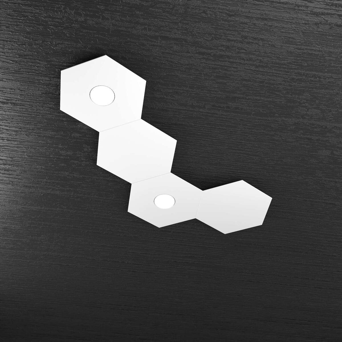 1142/2L2D-BI HEXAGON APPLIQUE/PLAFONIERA 2 LUCI + 2 DECORATIVO BIANCO