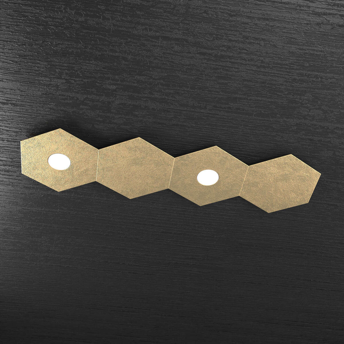 1142/2L2D-FO HEXAGON APPLIQUE/PLAFONIERA 2 LUCI + 2 DECORATIVO FOGLIA ORO