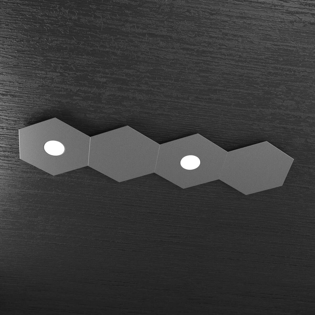 1142/2L2D-GA HEXAGON APPLIQUE/PLAFONIERA 2 LUCI + 2 DECORATIVO GRIGIO ANTRACITE