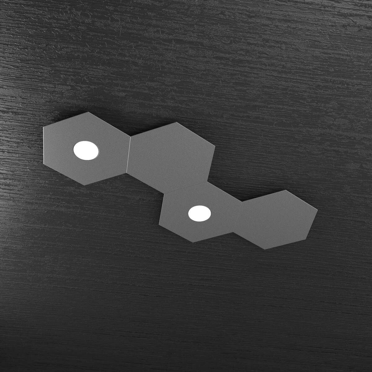 1142/2L2D-GA HEXAGON APPLIQUE/PLAFONIERA 2 LUCI + 2 DECORATIVO GRIGIO ANTRACITE