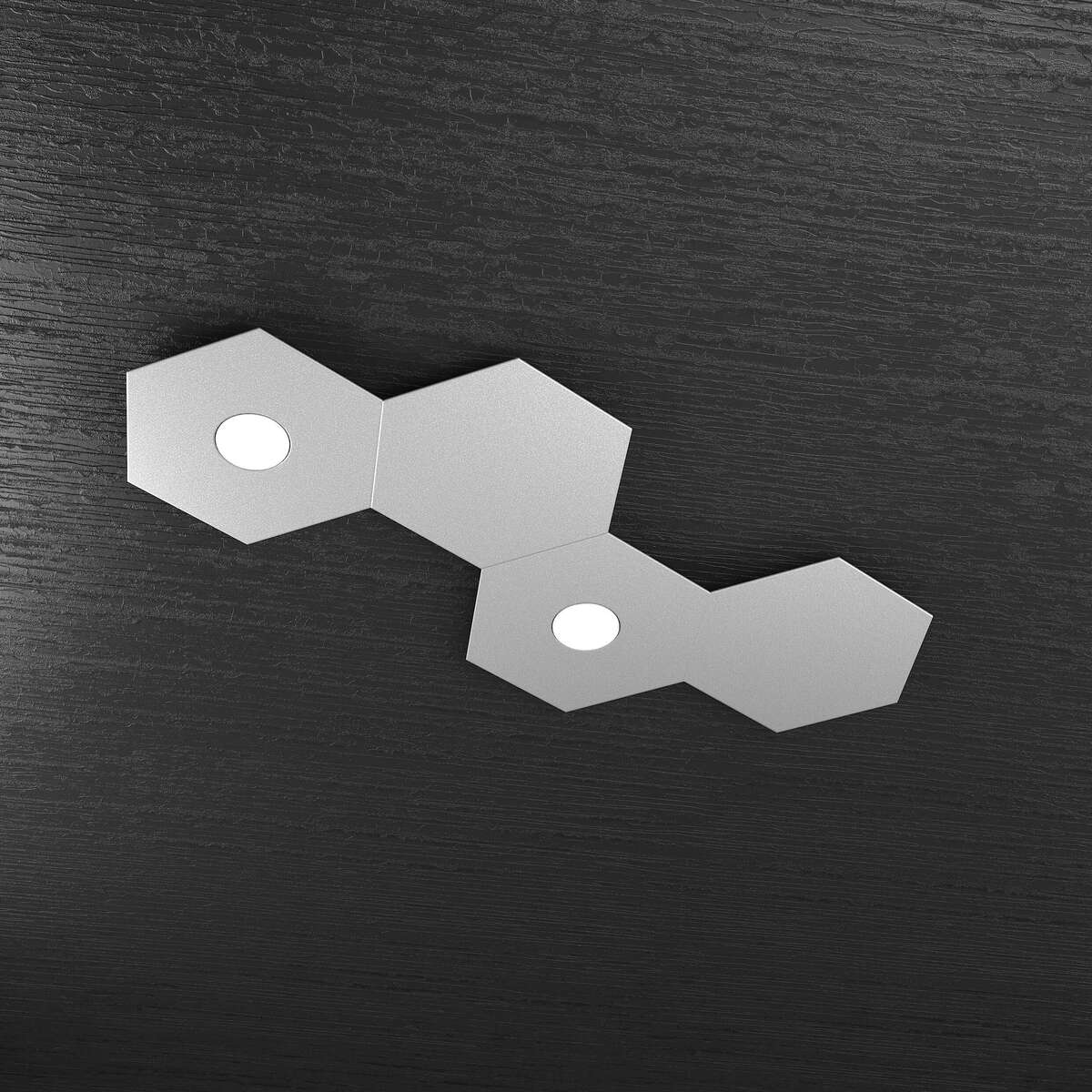 1142/2L2D-GR HEXAGON APPLIQUE/PLAFONIERA 2 LUCI + 2 DECORATIVO GRIGIO