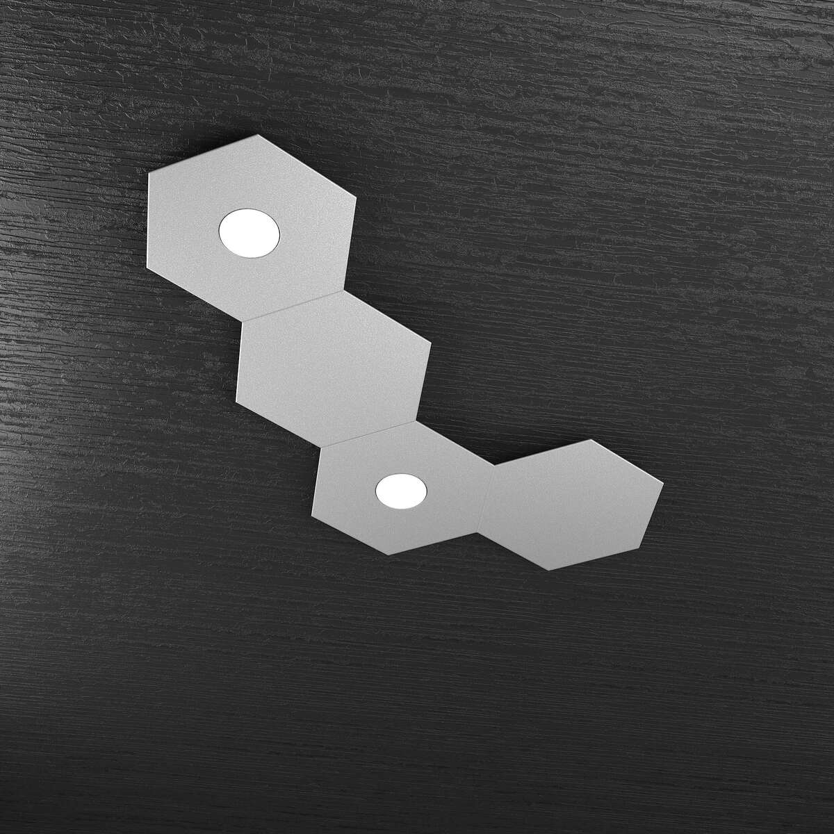 1142/2L2D-GR HEXAGON APPLIQUE/PLAFONIERA 2 LUCI + 2 DECORATIVO GRIGIO