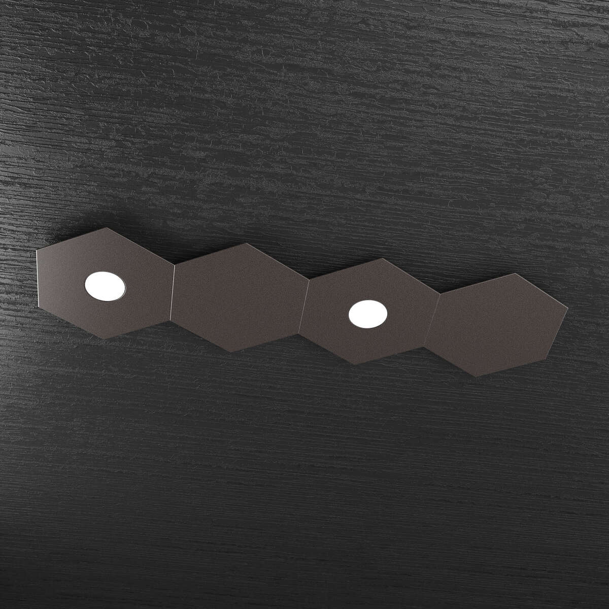 1142/2L2D-MA HEXAGON APPLIQUE/PLAFONIERA 2 LUCI + 2 DECORATIVO MARRONE