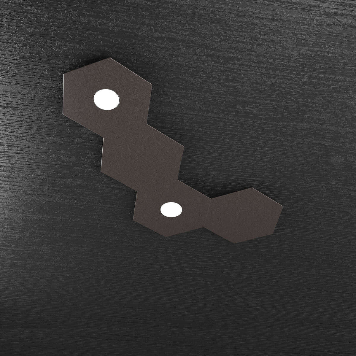 1142/2L2D-MA HEXAGON APPLIQUE/PLAFONIERA 2 LUCI + 2 DECORATIVO MARRONE