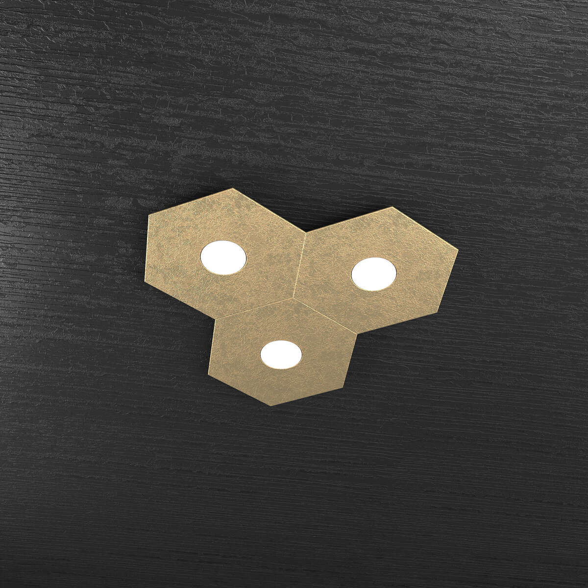 1142/3L-FO HEXAGON APPLIQUE/PLAFONIERA 3 LUCI FOGLIA ORO