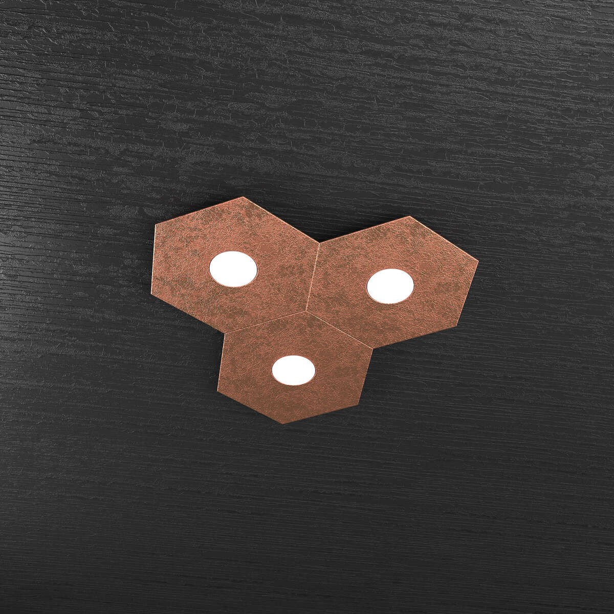 1142/3L-FR HEXAGON APPLIQUE/PLAFONIERA 3 LUCI FOGLIA RAME