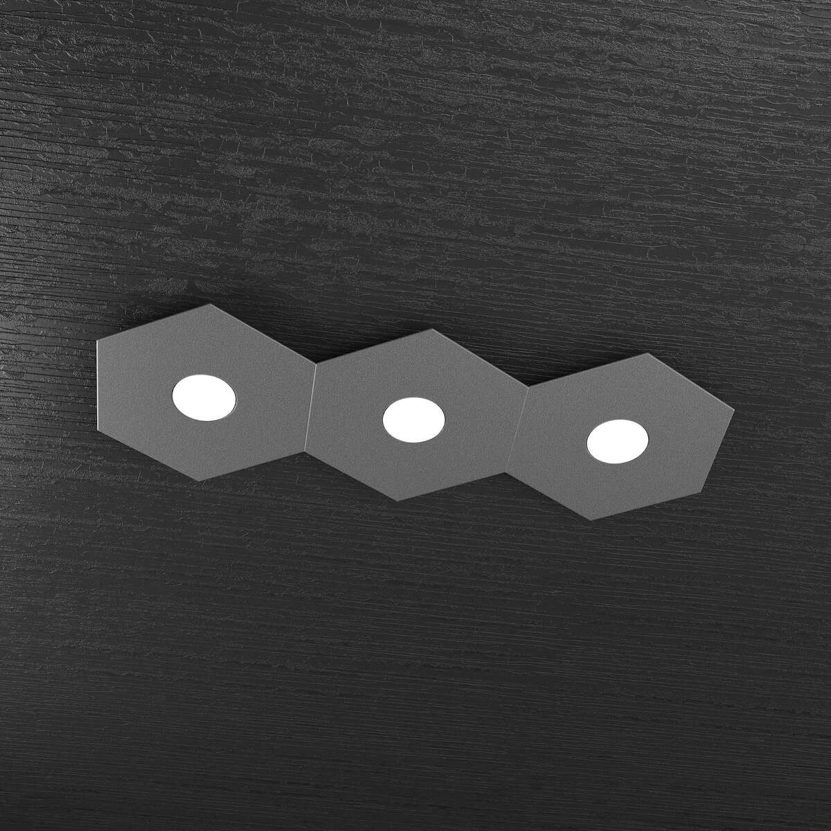 1142/3L-GA HEXAGON APPLIQUE/PLAFONIERA 3 LUCI GRIGIO ANTRACITE
