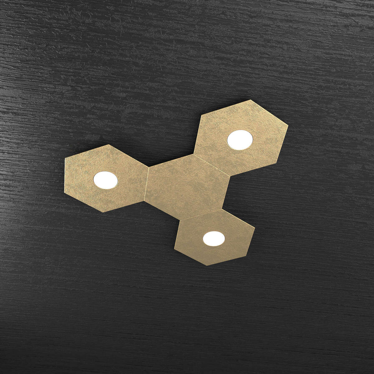 1142/3L1D-FO HEXAGON APPLIQUE/PLAFONIERA 3 LUCI + 1 DECORATIVO FOGLIA ORO