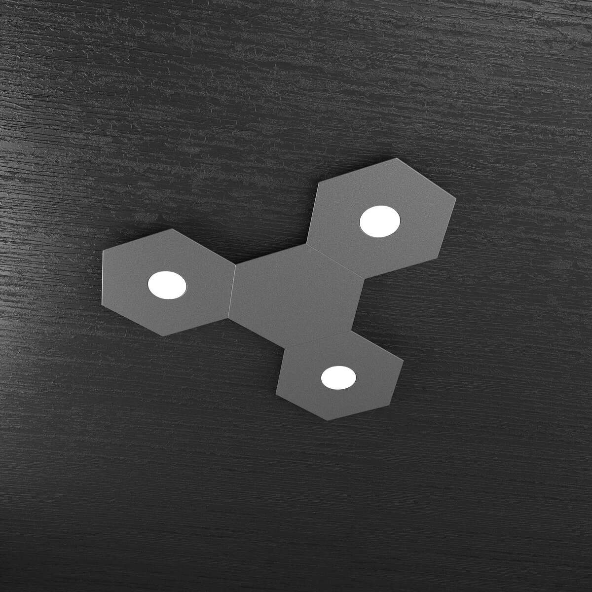 1142/3L1D-GA HEXAGON APPLIQUE/PLAFONIERA 3 LUCI + 1 DECORATIVO GRIGIO ANTRACITE