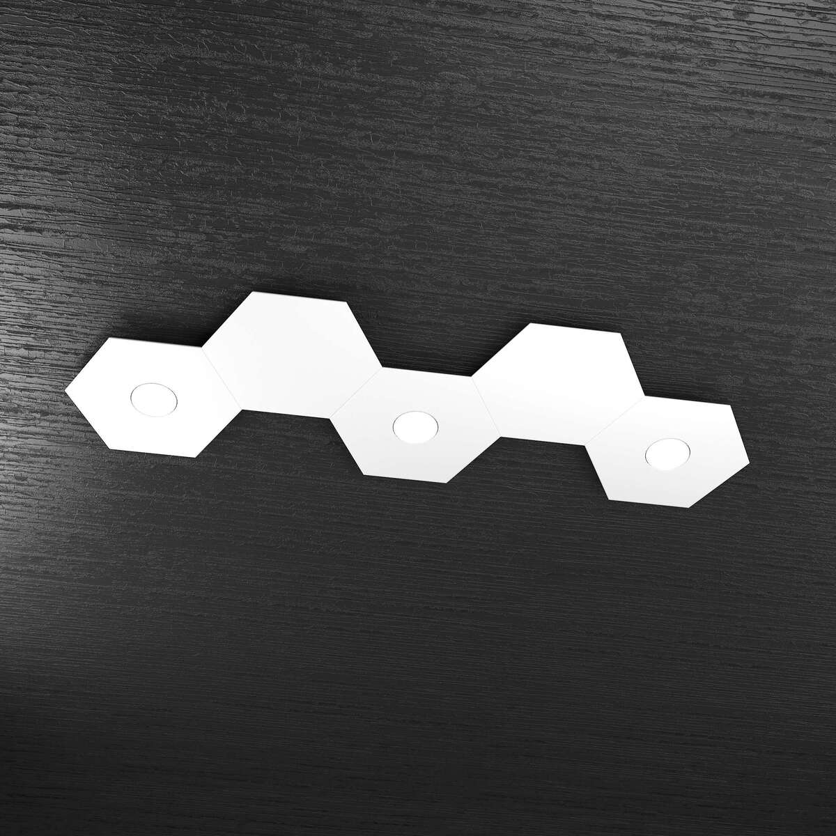 1142/3L2D-BI HEXAGON APPLIQUE/PLAFONIERA 3 LUCI + 2 DECORATIVO BIANCO