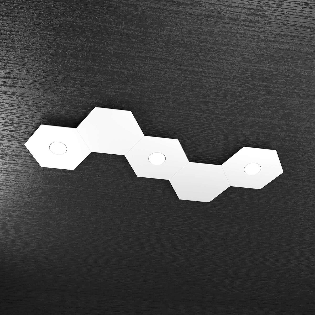 1142/3L2D-BI HEXAGON APPLIQUE/PLAFONIERA 3 LUCI + 2 DECORATIVO BIANCO