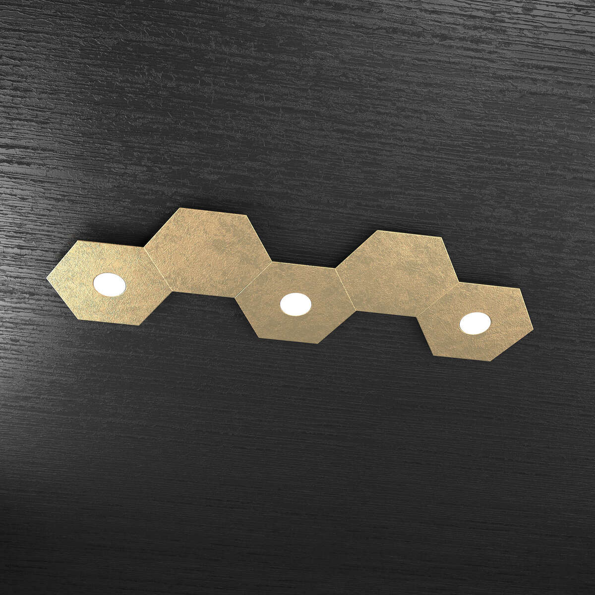 1142/3L2D-FO HEXAGON APPLIQUE/PLAFONIERA 3 LUCI + 2 DECORATIVO FOGLIA ORO