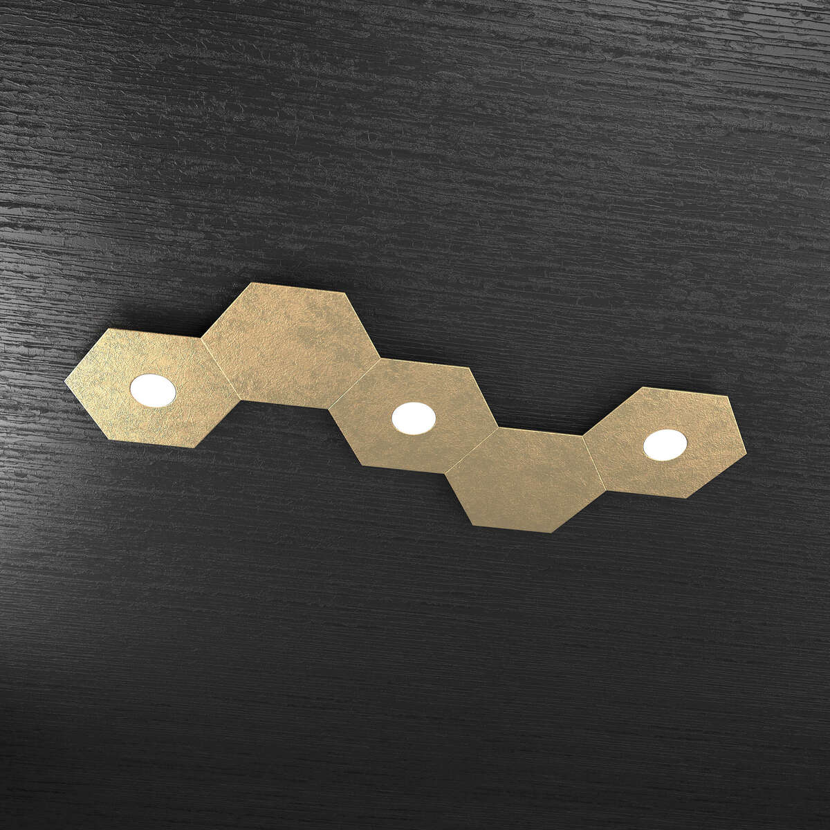 1142/3L2D-FO HEXAGON APPLIQUE/PLAFONIERA 3 LUCI + 2 DECORATIVO FOGLIA ORO