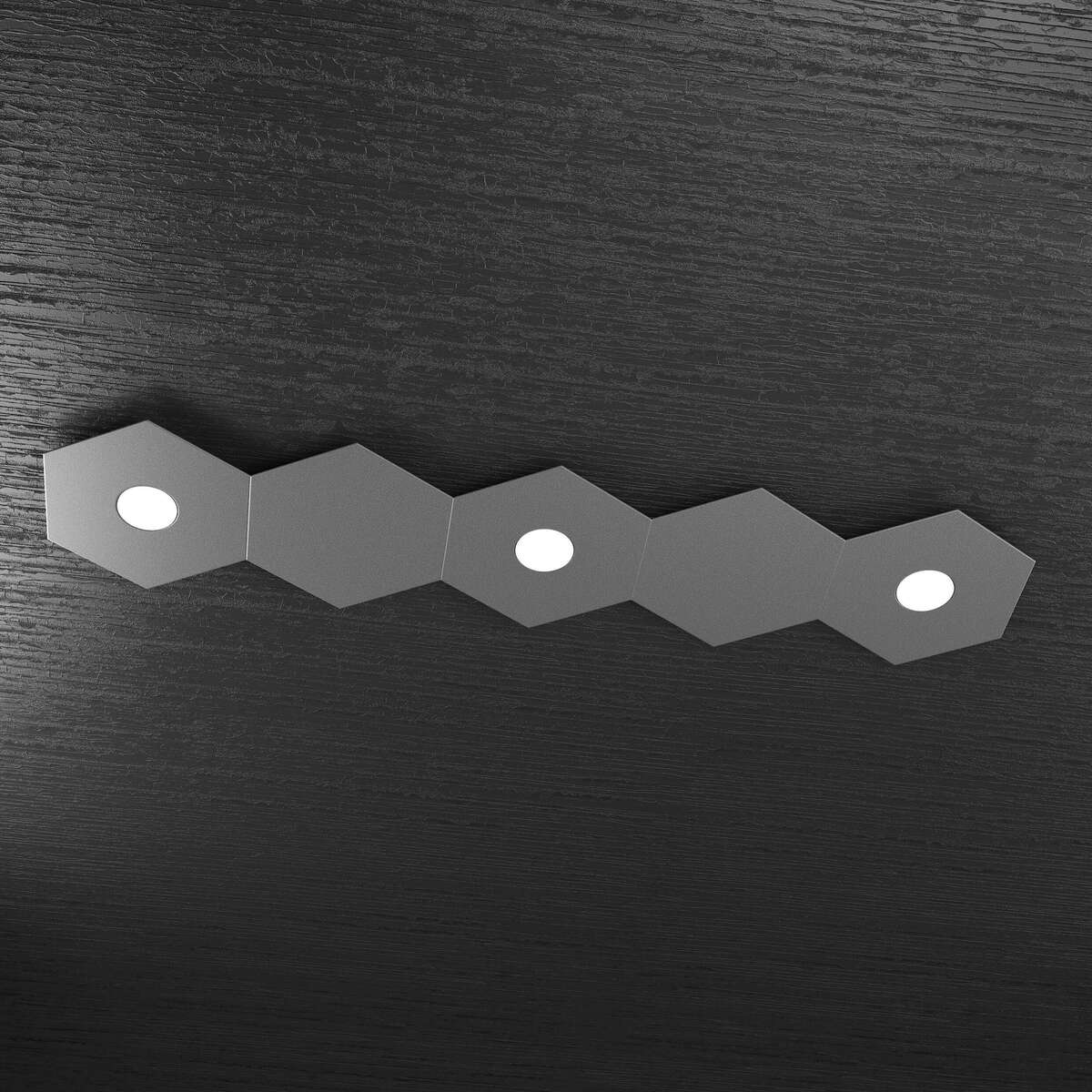 1142/3L2D-GA HEXAGON APPLIQUE/PLAFONIERA 3 LUCI + 2 DECORATIVO GRIGIO ANTRACITE