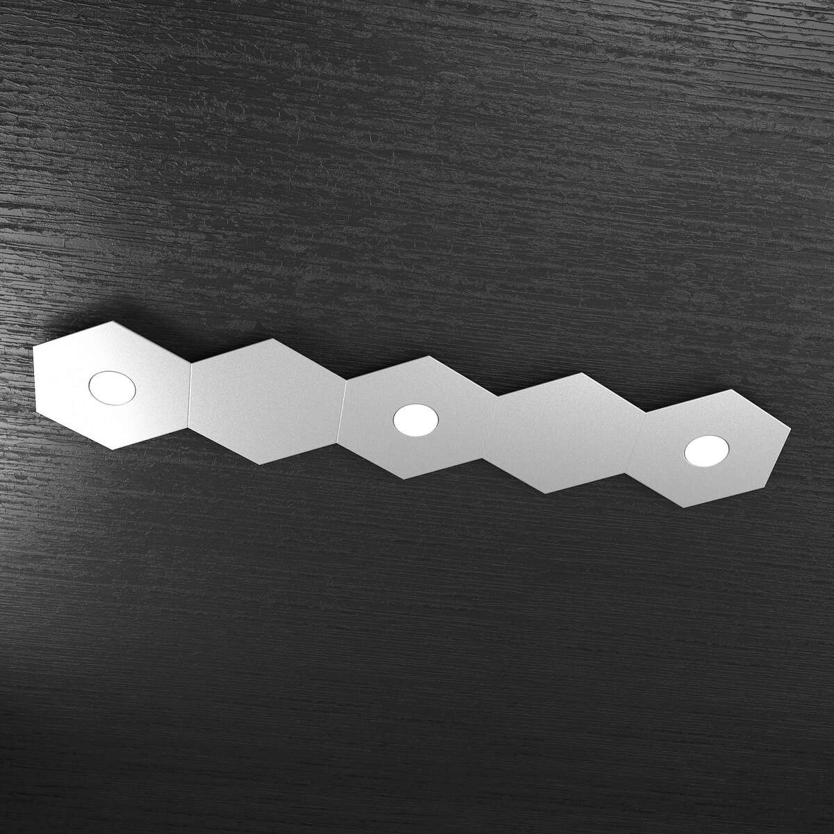 1142/3L2D-GR HEXAGON APPLIQUE/PLAFONIERA 3 LUCI + 2 DECORATIVO GRIGIO