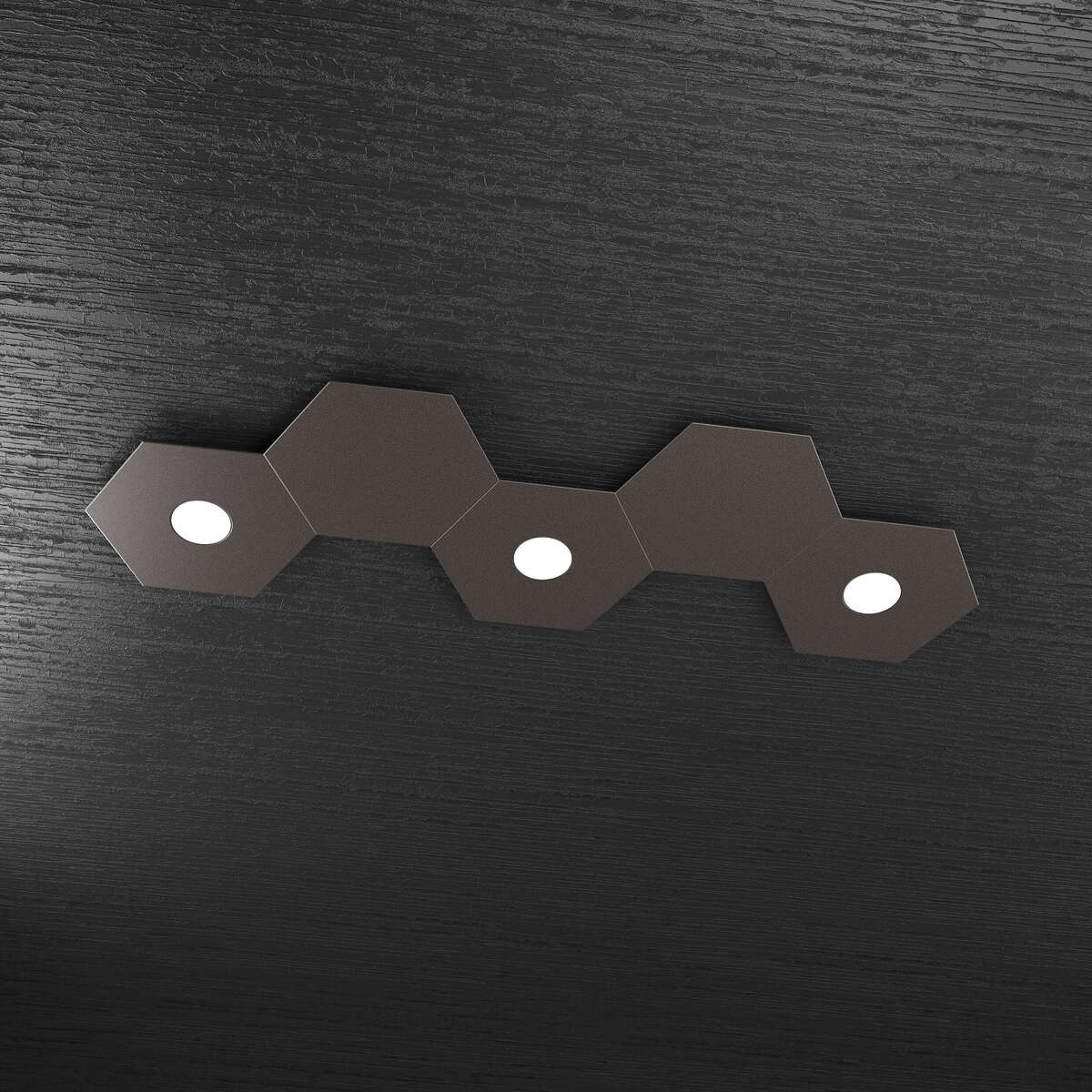 1142/3L2D-MA HEXAGON APPLIQUE/PLAFONIERA 3 LUCI + 2 DECORATIVO MARRONE